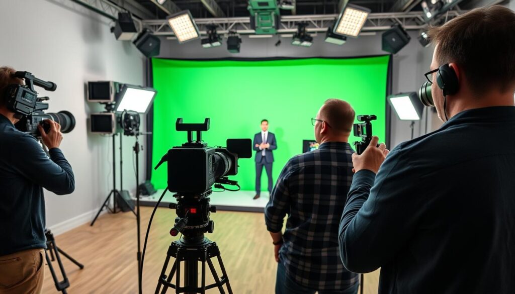 Profesjonalna produkcja kursów video dla firm - zespół Simple Frame podczas nagrania